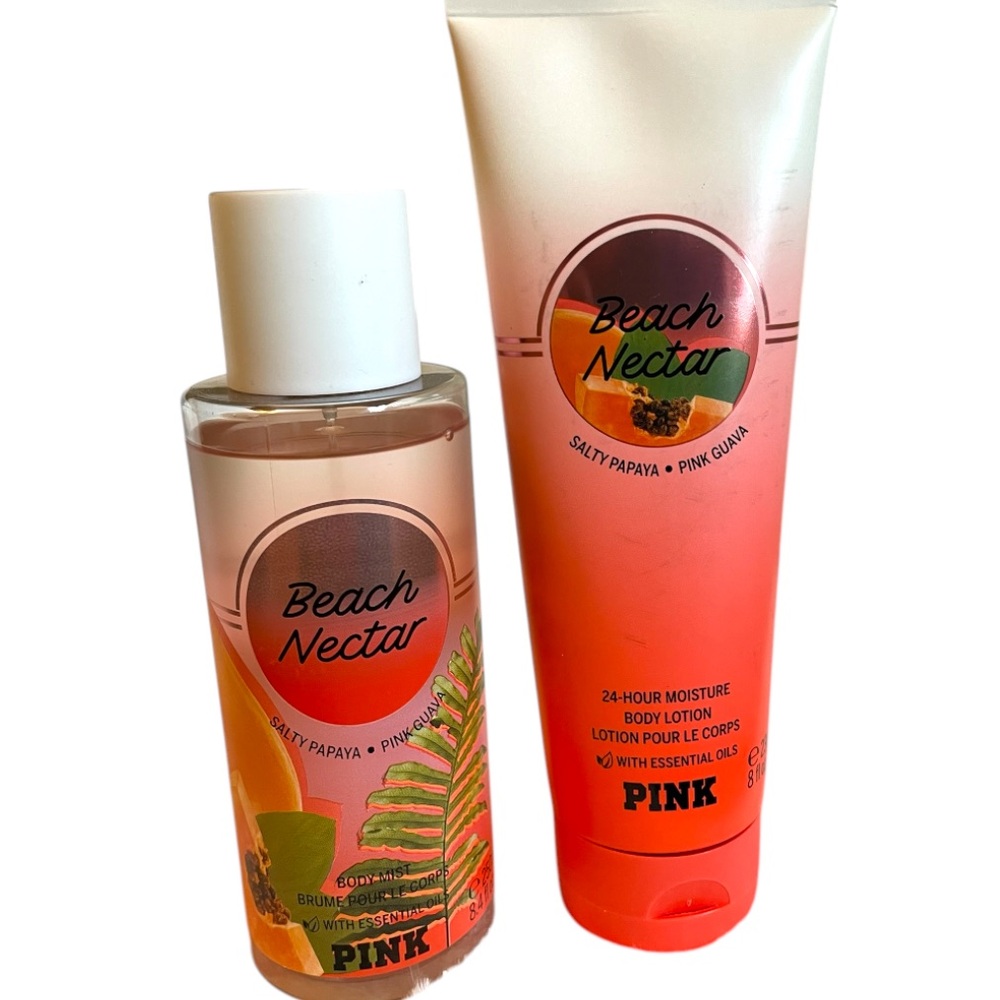 NWT PINK Beach Nectar BODY LOTION and BODY MIST Full Size Set